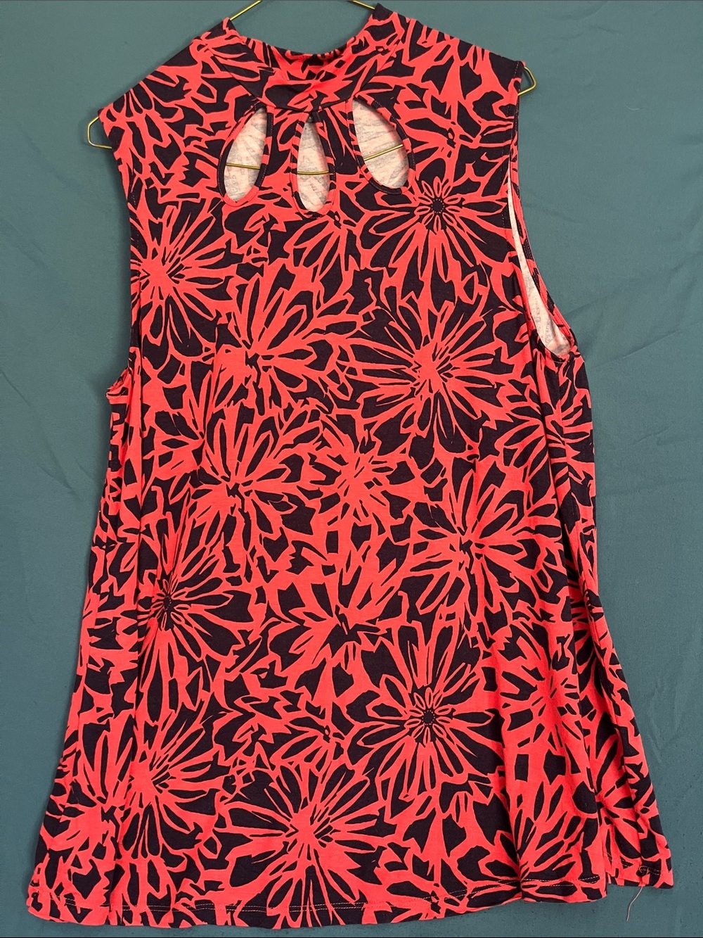 ModCloth Red and Black Abstract Print Top With Chic Ketholes at Neckline
